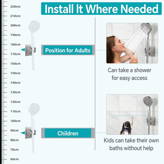 Adhesive Shower Head Holder, Adjustable No-Drill Wall Bracket - Image 2