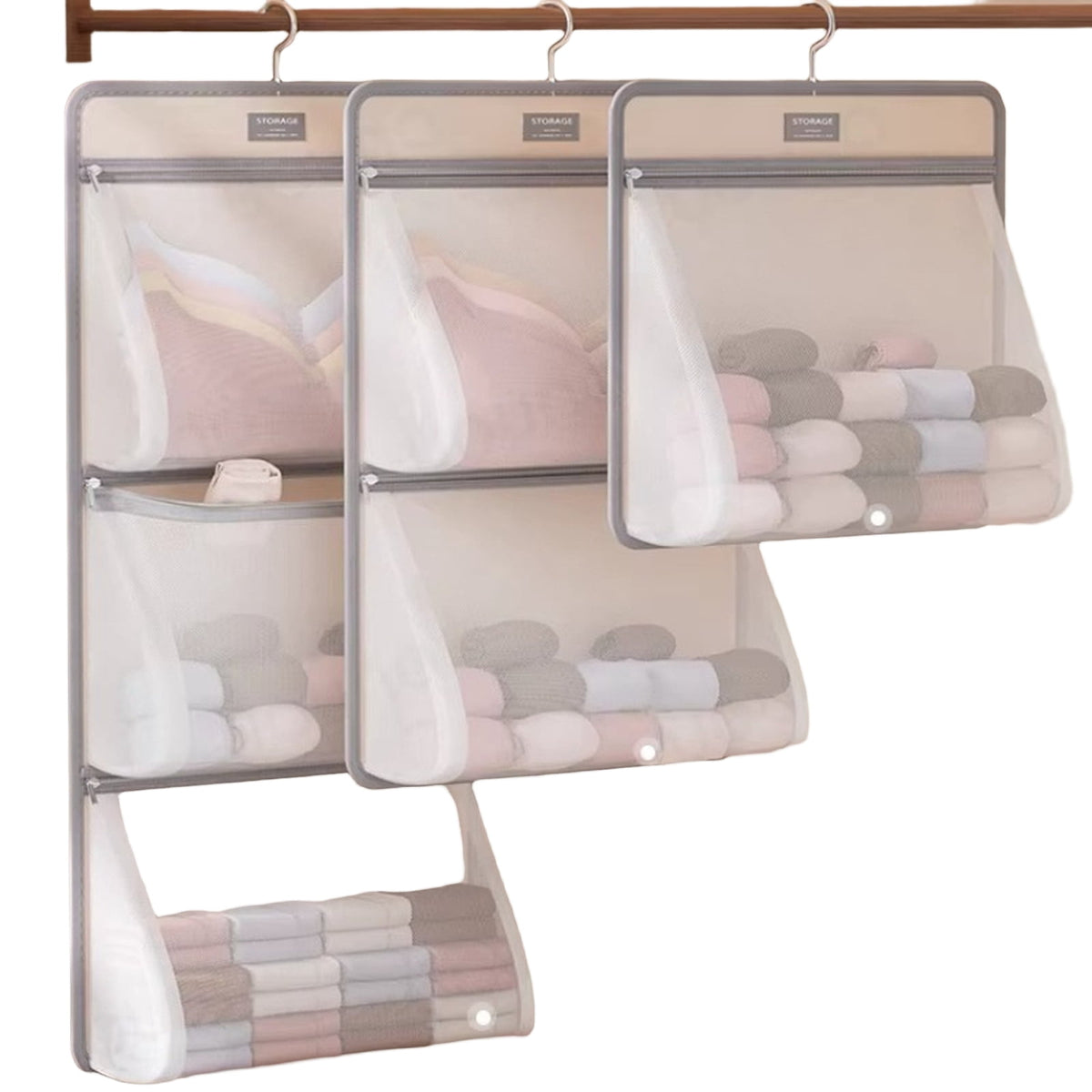Hanging Mesh Organizer for Socks and Underwear, Multi-Pocket - Image 6