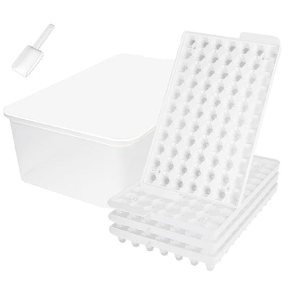 Mini Ice Cube Trays with Storage Bin and Scoop, 308 Cubes, White