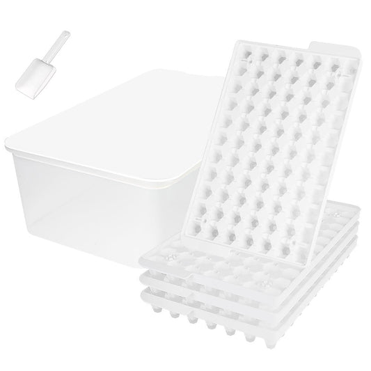 Mini Ice Cube Trays with Storage Bin and Scoop, 308 Cubes, White