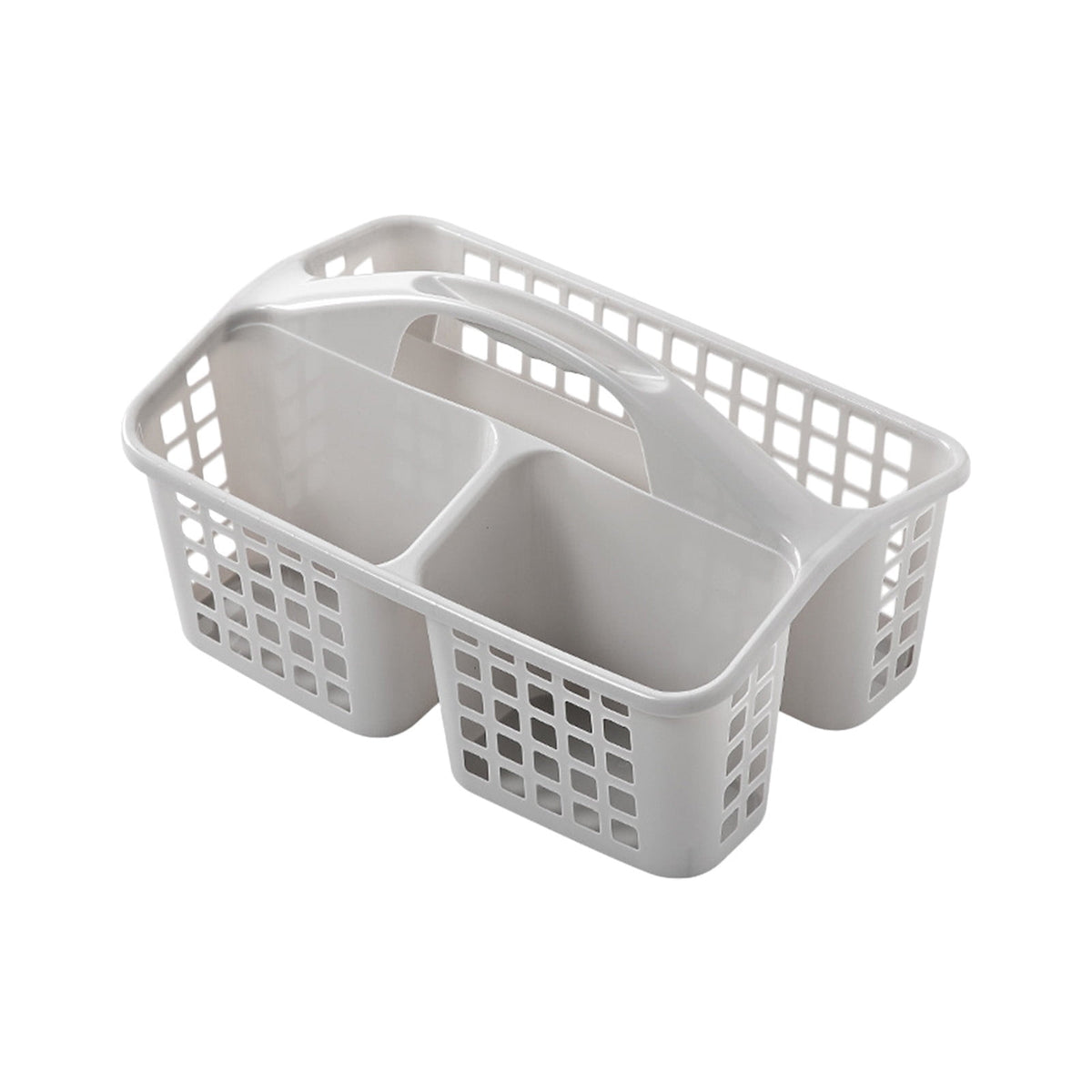 Portable Shower Caddy with Three Compartments and Handle, Gray