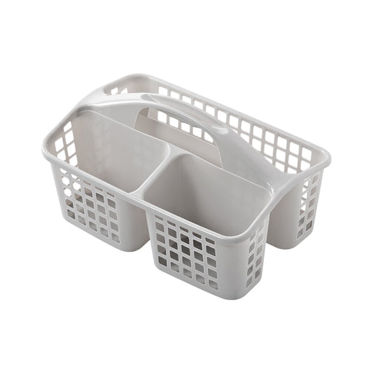 Portable Shower Caddy with Three Compartments and Handle, Gray