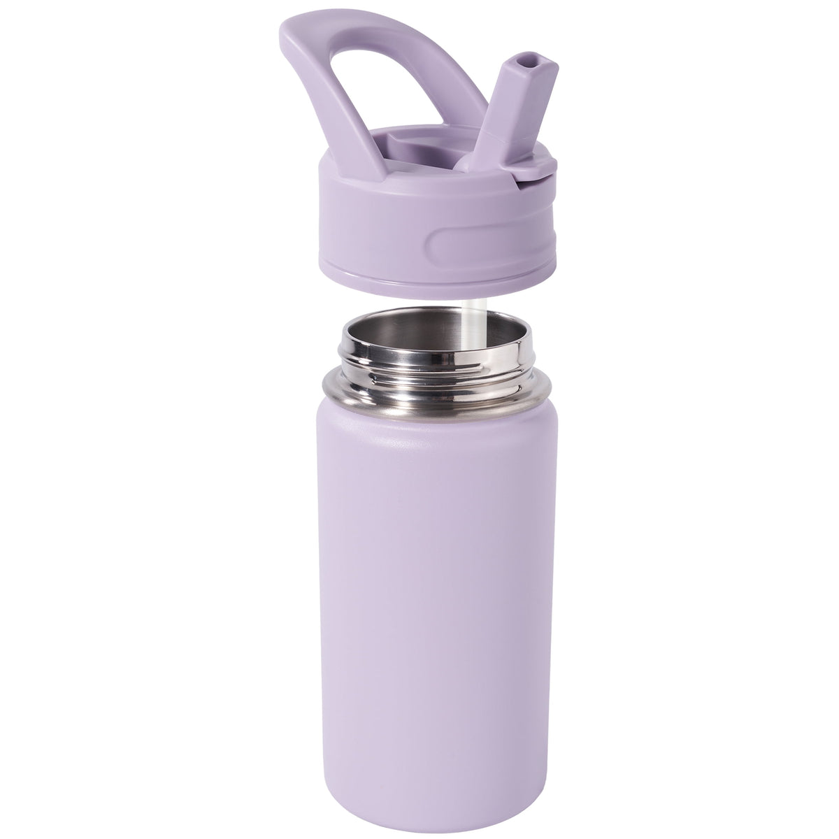 Insulated 12 oz Kids Bottle with Straw and Carry Handle, Purple - Image 4