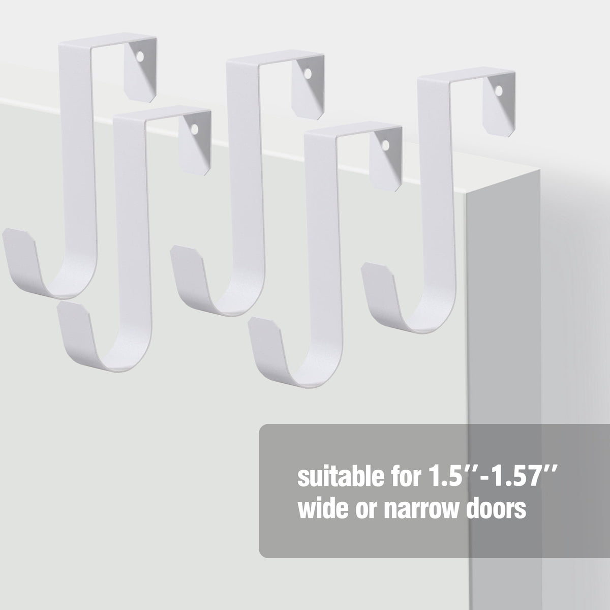 Over-the-Door Hooks, Set of 6 White Metal Hangers Rated to 7 lb - Image 5