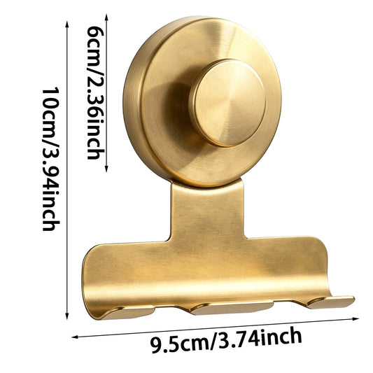 Suction Cup Razor Holder in Stainless Steel, Matte Gold Shower Hook - Image 2