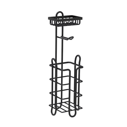 Freestanding Toilet Paper Stand with Top Tray, Holds 3 Spare Rolls