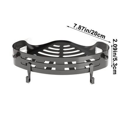 No-Drill Corner Shower Shelf with Two Hooks, 7.87 in Triangle Caddy - Image 3