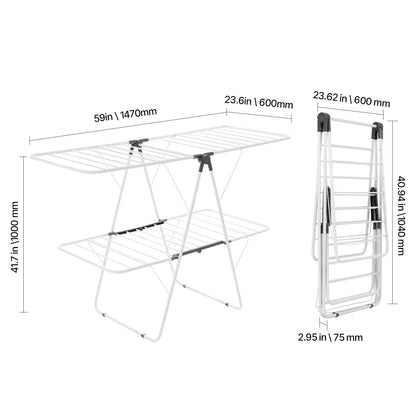Folding Two-Tier Drying Rack with 31 Rods and Sock Clips - Image 5