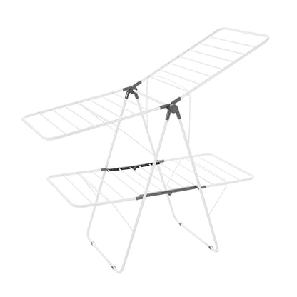 Folding Two-Tier Drying Rack with 31 Rods and Sock Clips