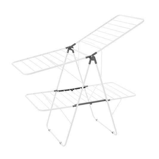 Folding Two-Tier Drying Rack with 31 Rods and Sock Clips