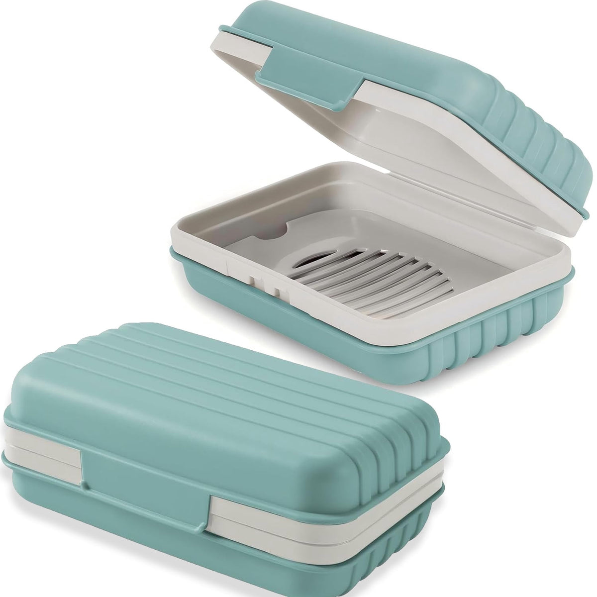 Travel Soap Case with Lid, 2 Pack of Bar Soap Boxes with Drain Tray