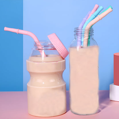 Extra-Wide Bent Silicone Straws, Set of 5 Reusable Drinking Straws - Image 5