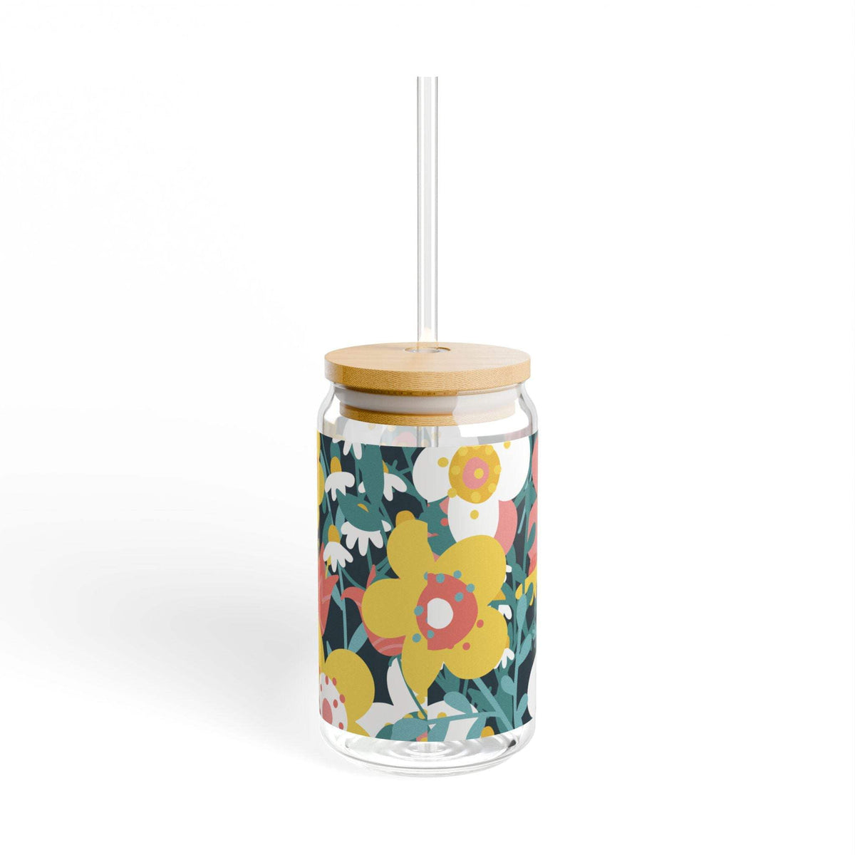Tempered Glass Sipper Jar, 16 oz with Bamboo Lid and Reusable Straw - Image 4