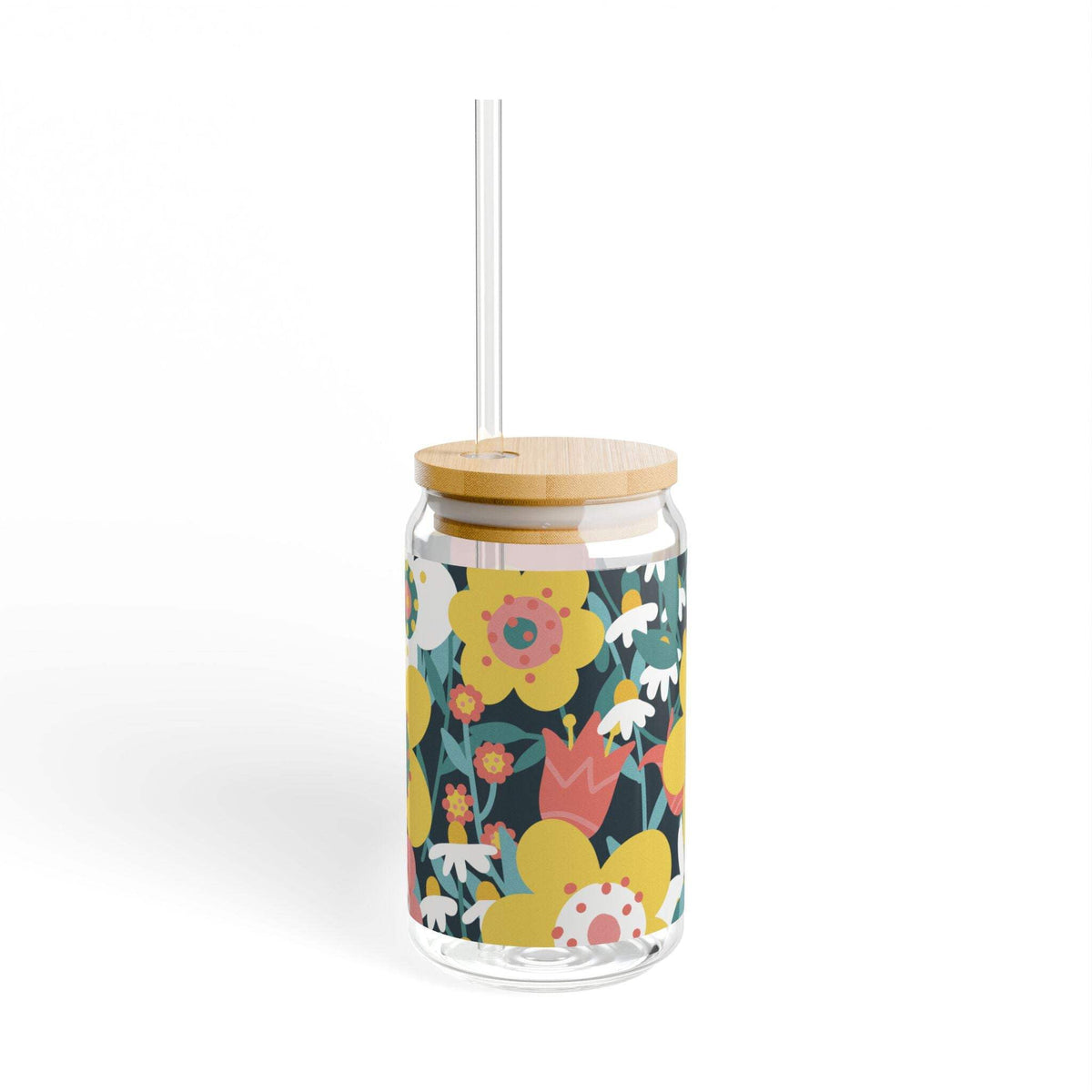 Tempered Glass Sipper Jar, 16 oz with Bamboo Lid and Reusable Straw - Image 5