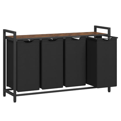 Four-Bag Laundry Sorter with Shelf, 10.6 Gallons per Compartment