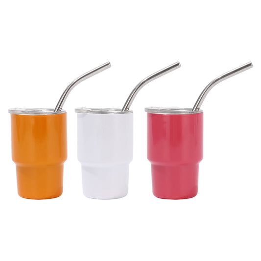 Insulated 3 oz Shot Tumbler with Lid and Straw, Stainless Steel