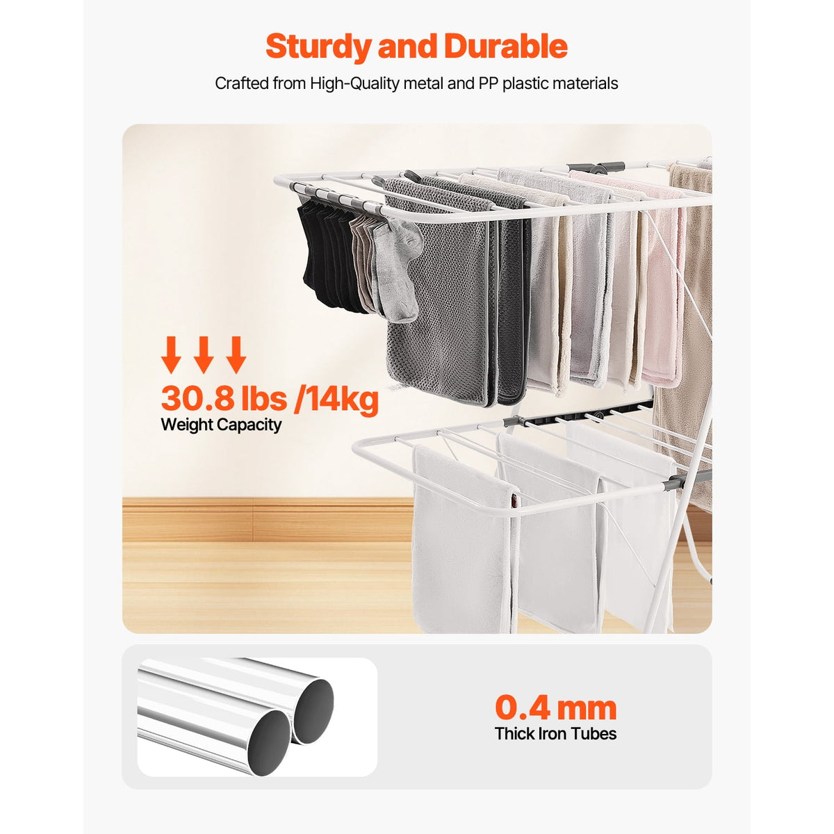 Folding Two-Tier Drying Rack with 31 Rods and Sock Clips - Image 2