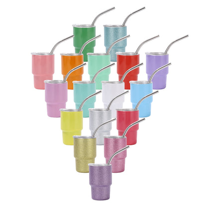 Insulated 3 oz Shot Tumbler with Lid and Straw, Stainless Steel - Image 2
