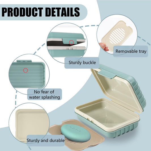 Travel Soap Case with Lid, 2 Pack of Bar Soap Boxes with Drain Tray - Image 2