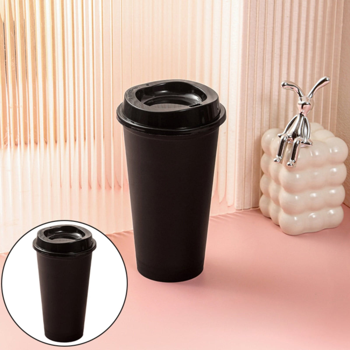Reusable 475 ml Travel Cup with Lid, Color-Changing Tumbler in Black - Image 2