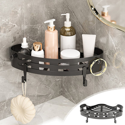 No-Drill Corner Shower Shelf with Two Hooks, 7.87 in Triangle Caddy - Image 2