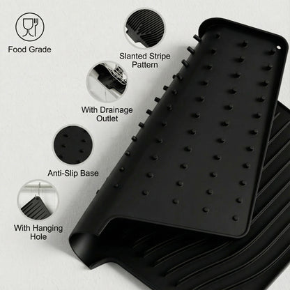Silicone Dish Drying Mat, 19 x 14 in with Built-In Drain Channel - Image 6
