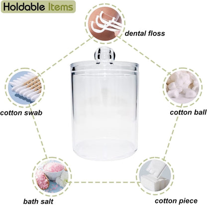 Clear Canister for Cotton Swabs and Pads, 2.7 x 3.7 in Vanity Jar - Image 4