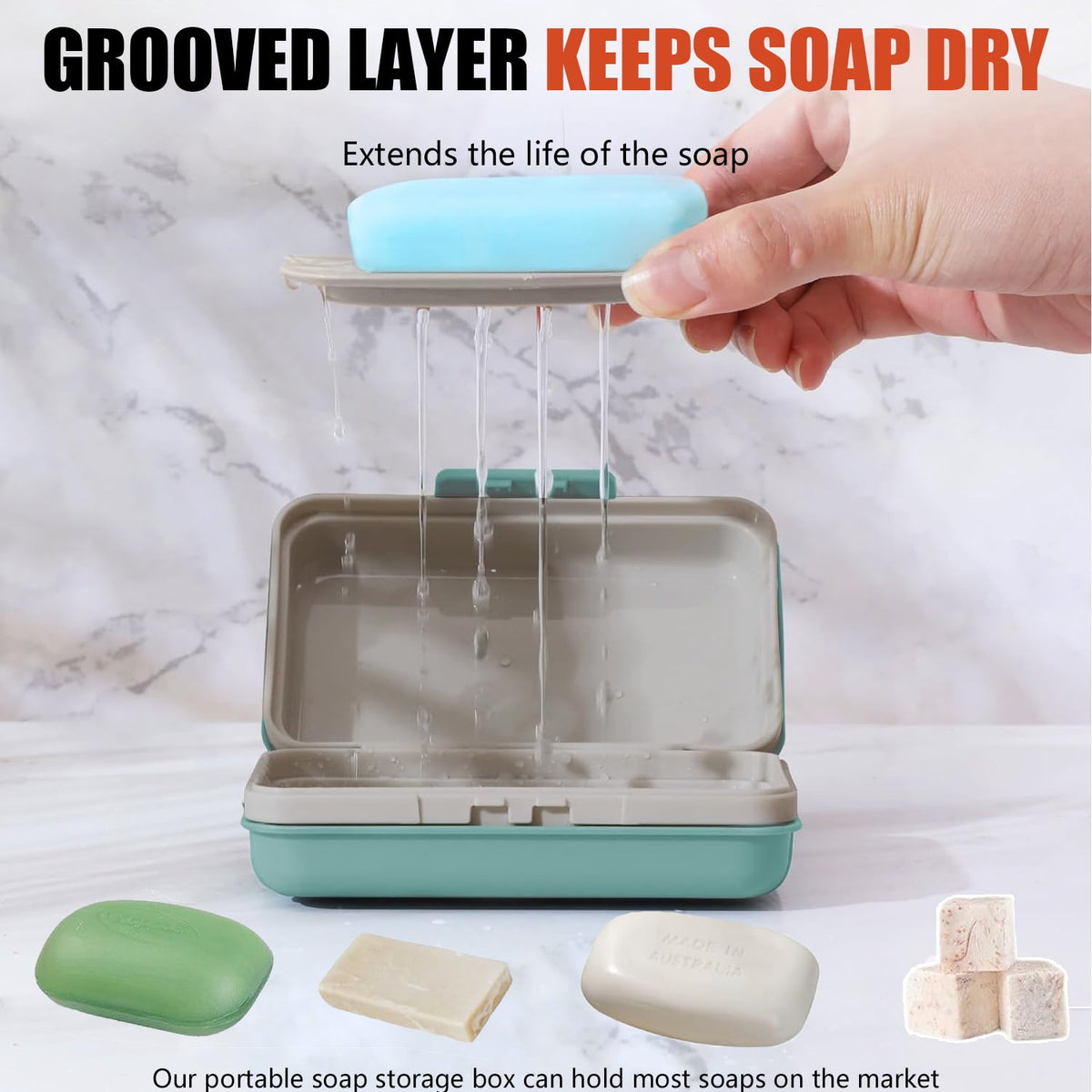 Travel Soap Case with Lid, 2 Pack of Bar Soap Boxes with Drain Tray - Image 5