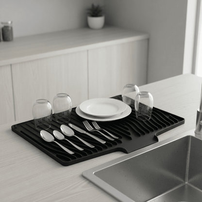 Silicone Dish Drying Mat, 19 x 14 in with Built-In Drain Channel - Image 3