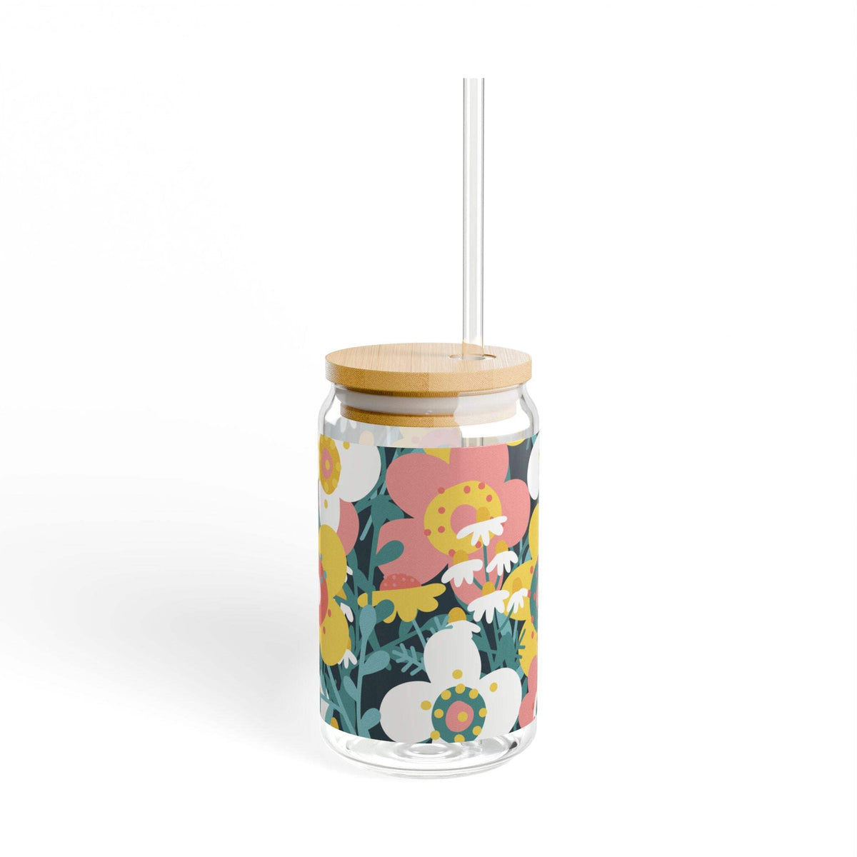 Tempered Glass Sipper Jar, 16 oz with Bamboo Lid and Reusable Straw - Image 3
