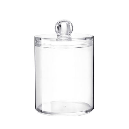 Clear Canister for Cotton Swabs and Pads, 2.7 x 3.7 in Vanity Jar