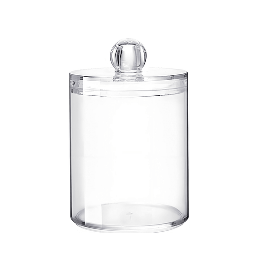 Clear Canister for Cotton Swabs and Pads, 2.7 x 3.7 in Vanity Jar