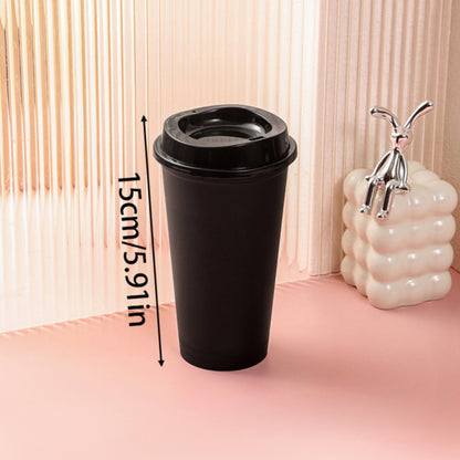 Reusable 475 ml Travel Cup with Lid, Color-Changing Tumbler in Black - Image 3