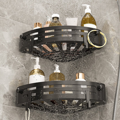 No-Drill Corner Shower Shelf with Two Hooks, 7.87 in Triangle Caddy - Image 5