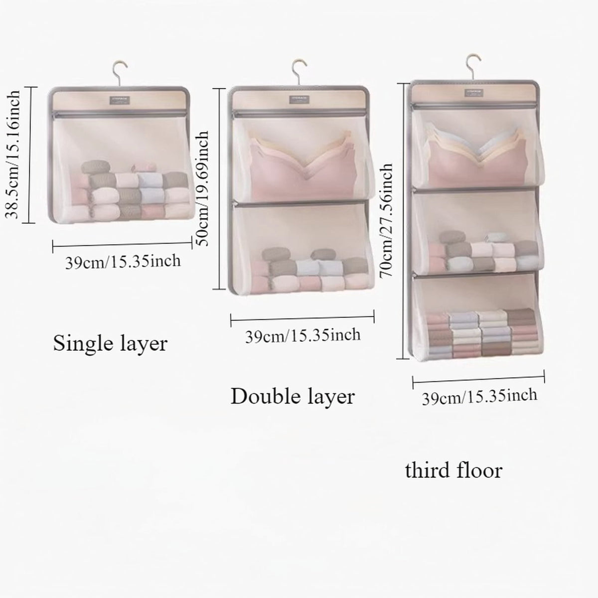 Hanging Mesh Organizer for Socks and Underwear, Multi-Pocket - Image 3