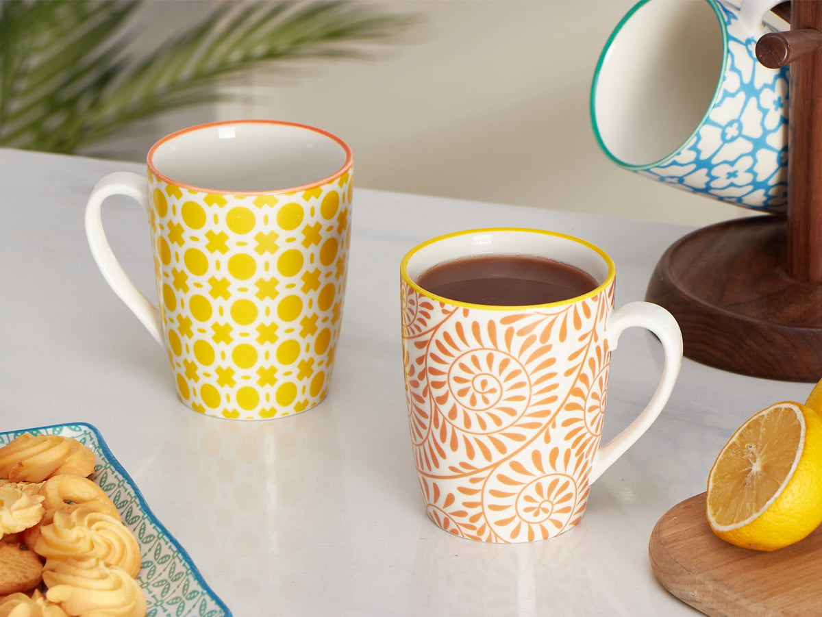 Ceramic Coffee Mugs, Set of Six in Six Colors, 12 oz Each - Image 3