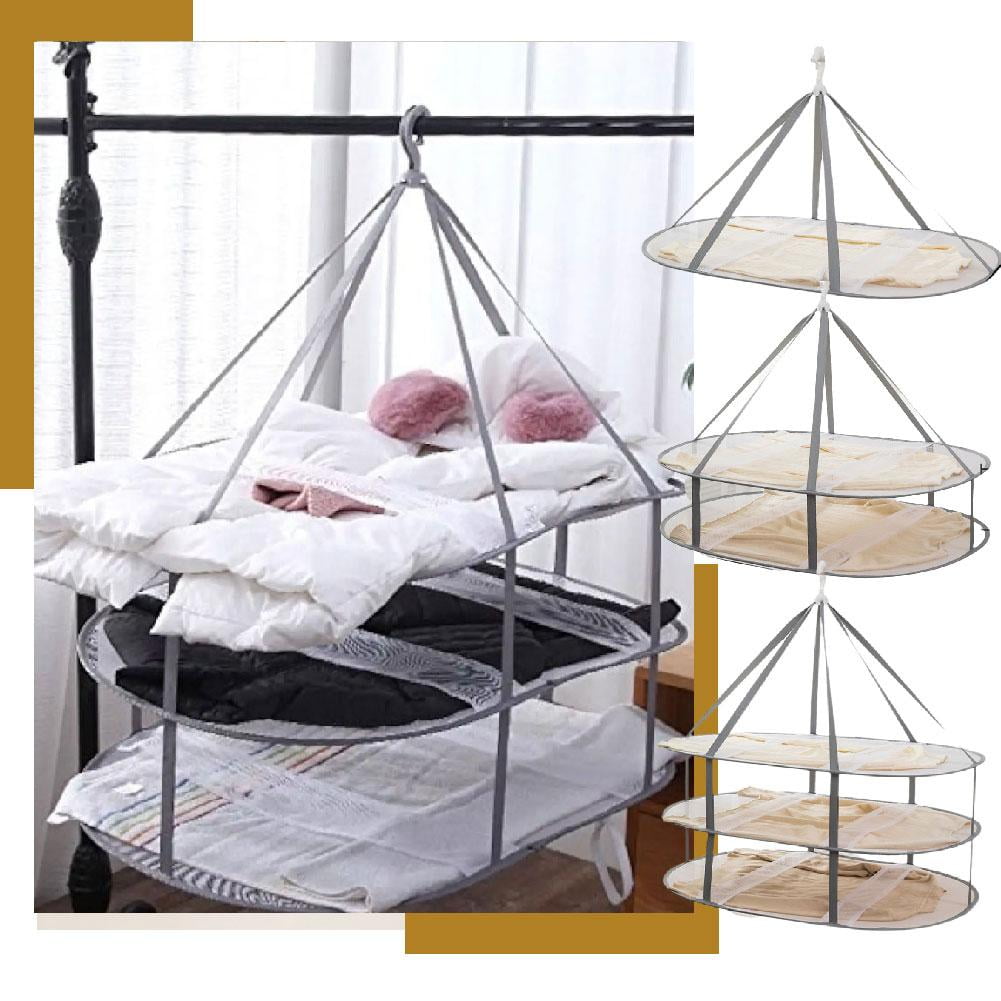 Hanging Sweater Dryer with Three Mesh Shelves, Folds to 11 in - Image 2
