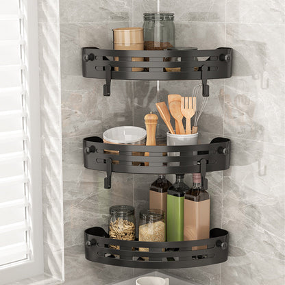 No-Drill Corner Shower Shelf with Two Hooks, 7.87 in Triangle Caddy - Image 6