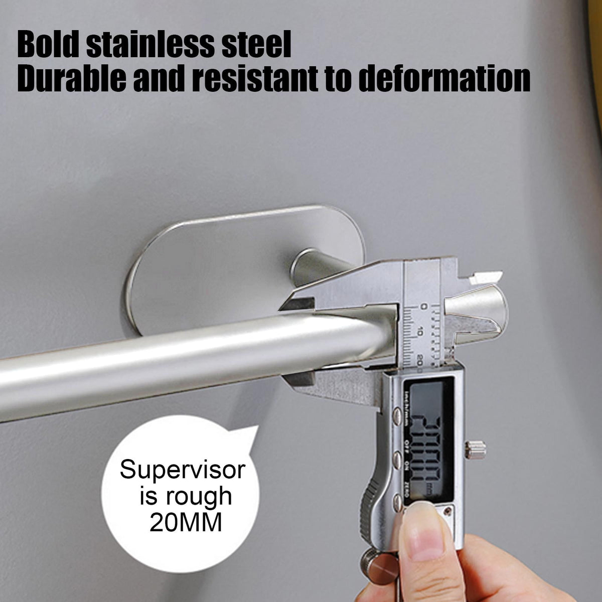 Adhesive Towel Bar, 15.75 in Stainless Steel Rail with No-Drill Mounting - Image 6