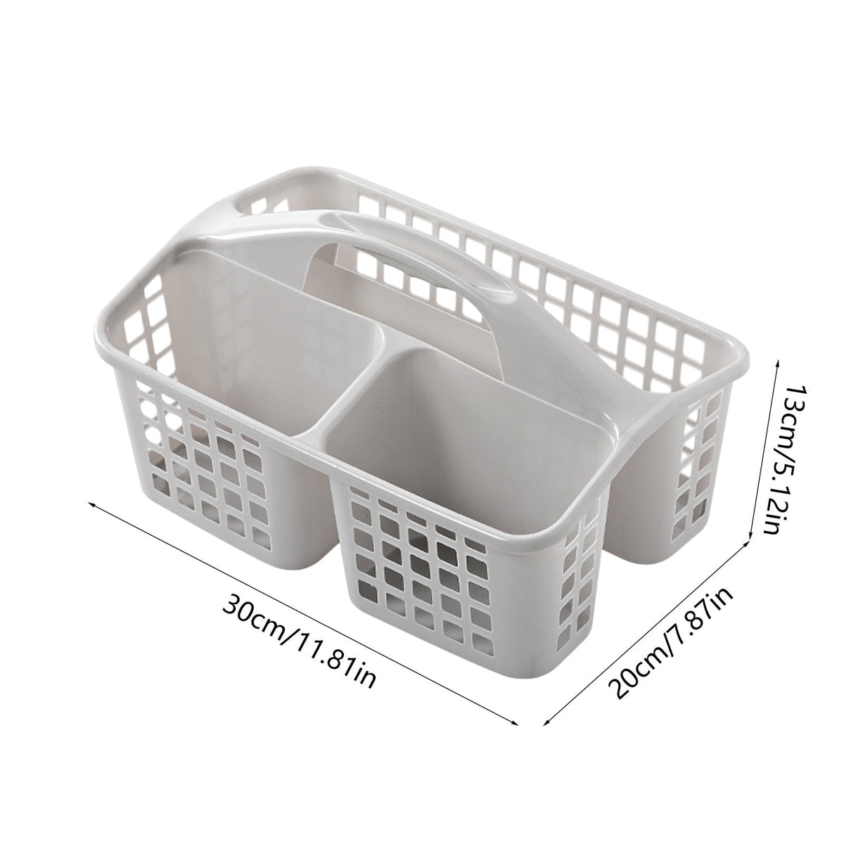 Portable Shower Caddy with Three Compartments and Handle, Gray - Image 3