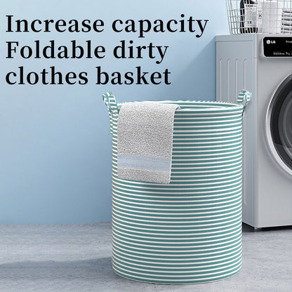 Round Folding Laundry Hamper, 27 L Breathable Basket with Handles - Image 4