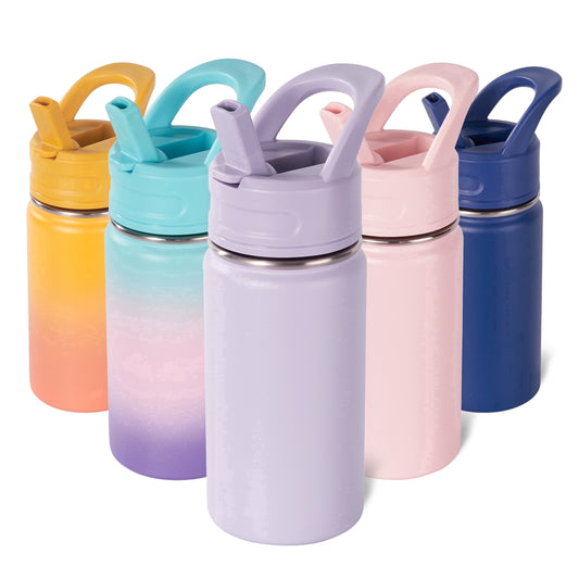 Insulated 12 oz Kids Bottle with Straw and Carry Handle, Purple