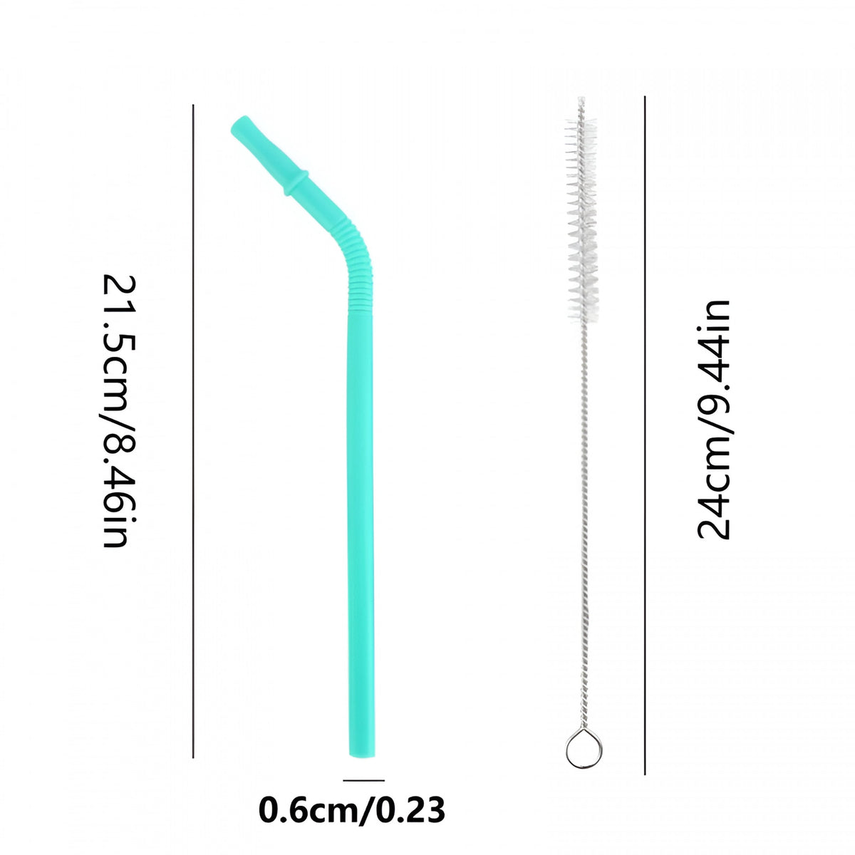 Extra-Wide Bent Silicone Straws, Set of 5 Reusable Drinking Straws - Image 3