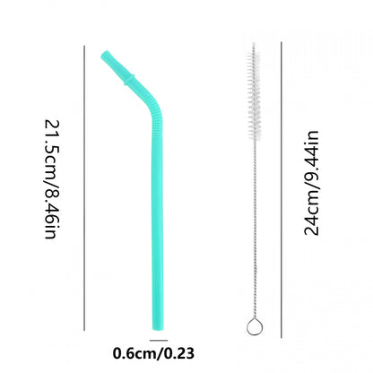 Extra-Wide Bent Silicone Straws, Set of 5 Reusable Drinking Straws - Image 3